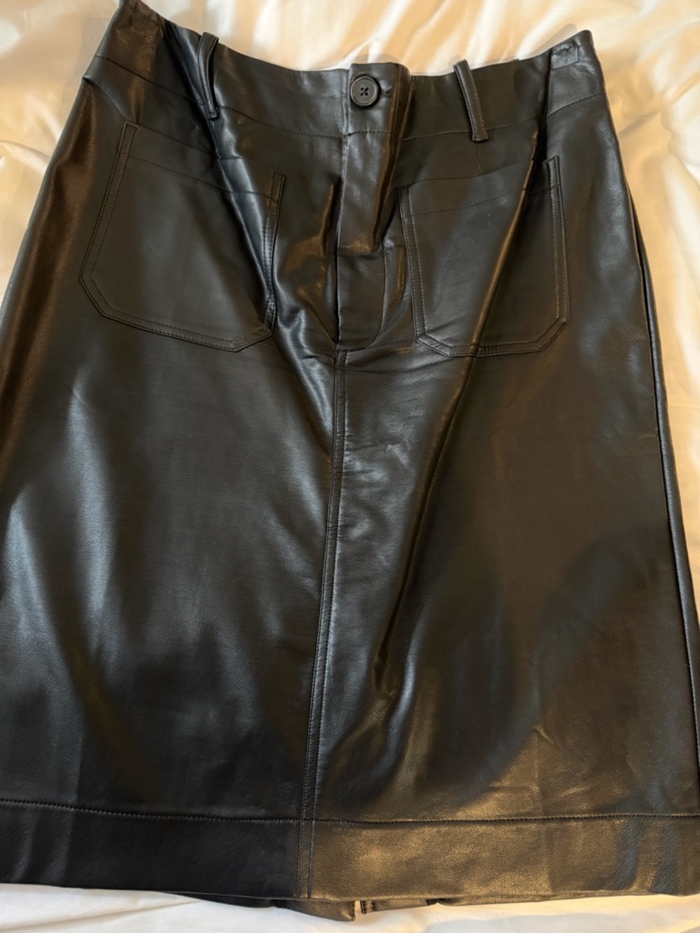 Anthropologie Black Faux Leather Pencil Skirt